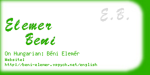 elemer beni business card