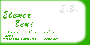 elemer beni business card